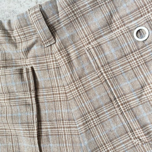 Acne Studios FW18 Beige Blue Checkered Wide-Leg Trousers - Men's 48/Medium - Picture 4 of 14